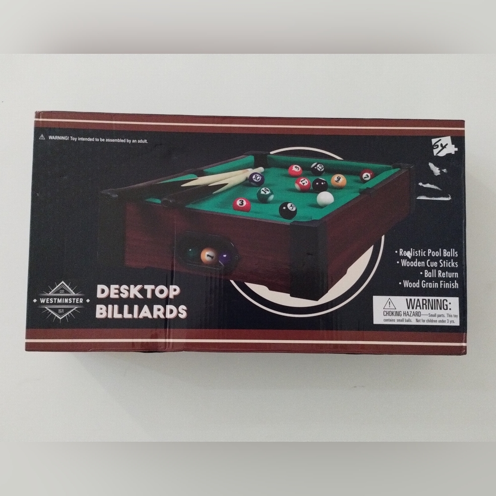 New Club Fun Tabletop Executive Pool Table W/ Numbered Balls 2 Cue Sticks-NEW!!!